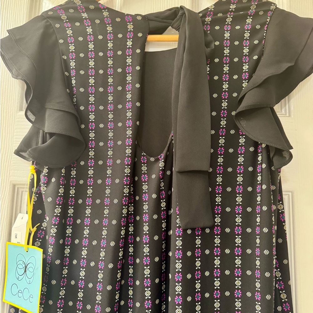 Cece Black Dress with Paisley Hem - Picture 4 of 6